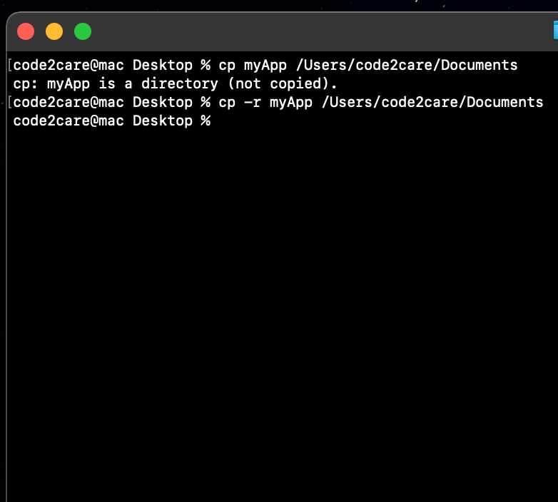 Copy entire directory using Terminal Command [Linux, Mac, Bash]